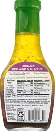 Annie'S Organic Red Wine & Olive Oil Vinaigrette Salad Dressing, Vegan, Non-Gmo, 8 Fl. Oz