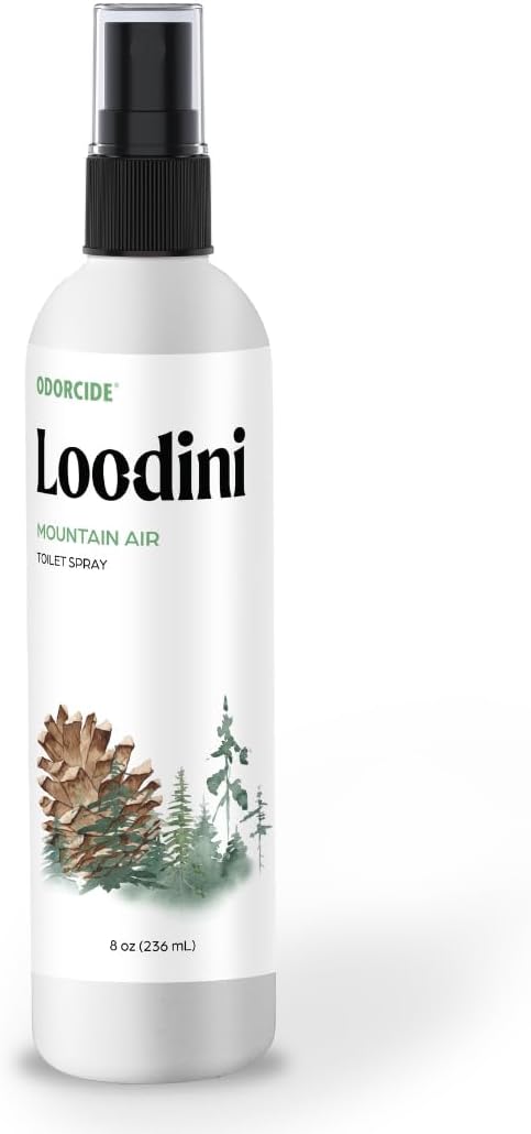 Odorcide Loo-Dini Mountain Air 8oz Toilet Spray & Bathroom Spray – Use This Bathroom Spray Odor Eliminator Before You Go – Poop Spray For Toilet and Bathroom Air Freshener & Bathroom Deodorizer