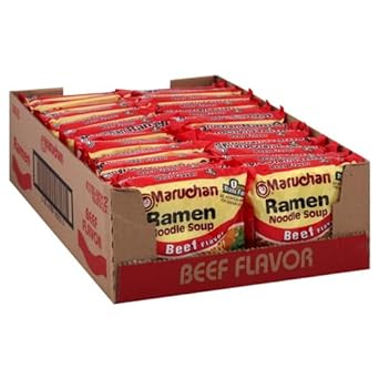 Maruchan Ramen Beef, Instant Ramen Noodles, Ready to Eat Meals, 3 Oz, 24 Count