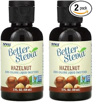 Now Foods Betterstevia Hazelnut Zero-Calorie Liquid Sweetener, Keto Friendly, Suitable For Diabetics, No Erythritol, 2-Ounce (Pack Of 2)