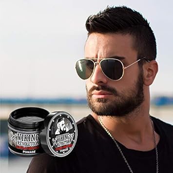 Viking Revolution Extreme Hold Pomade for Men – Style & Finish Your Hair - Extra Firm,Strong Hold & High Shine for Men’s Styling Support - Water Based Male Grooming Product is Easy to Wash Out, 4oz : Beauty & Personal Care