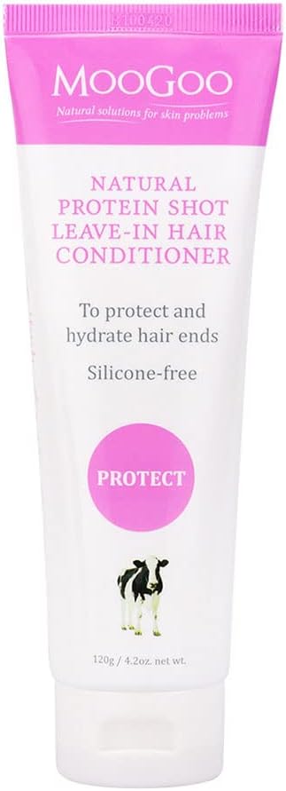 Moogoo Protein Shot Leave-In Conditioner - Hydrates & Protects Hair Ends, Silicone-Free, Natural Formula, Non-Irritating, Moisturising Hair Treatment, Detangler For Dry, Frizzy Hair, 120G / 4.2Oz