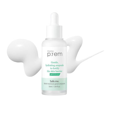 Make P:Rem Safe Me. Relief Moisture Green Ampoule, Hydrating & Soothing Facial Serum For Sensitive Skin, Enhanced Skin Barrier Care, Korean Skin Care, 50Ml, 1.69 Fl.Oz