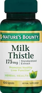 Nature'S Bounty Milk Thistle, Herbal Health Supplement, Supports Liver Health, 175Mg, 100 Softgels