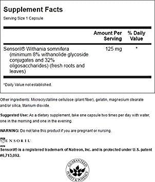 Swanson Sensoril Anti-Stress Nutraceutical 125 Milligrams 120 Capsules