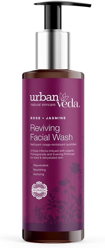 Urban Veda Reviving Anti Aging Face Wash | For Mature, Tired & Wrinkled Skin | Contains Organic Rose Water & Jasmine Oil | Rose Flower Oil And Arjuna Extract | Simple Face Wash Women And Men |2X150Ml