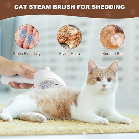 VALUEVIBES Multipurpose Steam Cat Brush Dog Brush for Shedding, Dog Comb Cat Comb Remove Static Flying Hair Pet Grooming Brush Self Cleaning Dog BrushSuitable for Long and Short Hairs