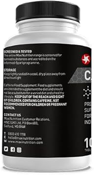 Maxinutrition Caffeine Tablets 100Mg 100'S, Performance Support, Pre-Workout Boost