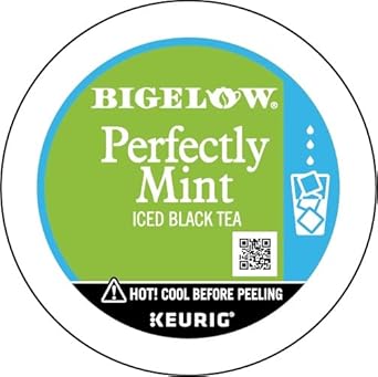 Bigelow Tea Unsweetened Perfectly Mint Iced Black Tea Keurig K Cup Pods, Caffeinated Tea Keurig Tea Pods, 10 Count Box (Pack Of 6), 60 Total K-Cup Pods