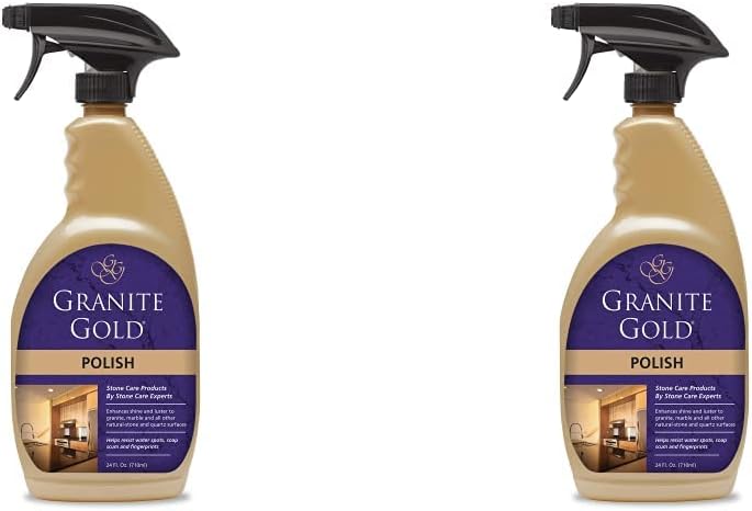 Granite Gold Polish Spray, Streak-Free Shine for Granite, Quartz, Marble, Travertine, Natural Stone Countertops, 24 Fl Oz (Pack of 2)