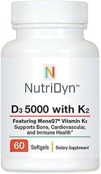 D3 5000 With K2 60 Softgels Nutri-Dyn : Health & Household