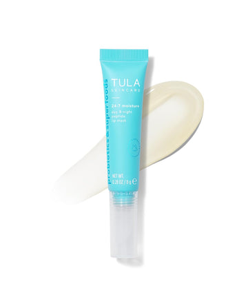 Tula Skin Care 24-7 Moisture Day & Night Peptide Lip Mask - Peptides, Hyaluronic Acid & Vitamin E Deeply Nourish & Hydrate Lips, 0.28 Oz