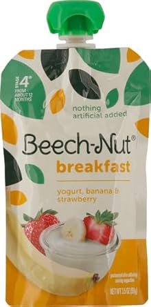 Beech-Nut Breakfast Stage 4 Toddler Food, Yogurt Banana & Strawberry, 3.5 Oz Pouch