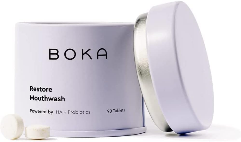 Boka Travel Size Mouthwash Tablets - Hydroxyapatite, Fluoride/Alcohol Free & Eco-Friendly - Chewable Tablet to Freshen & Kill Bad Breath Quickly, Remineralize Teeth Cleansing - 90 Pack