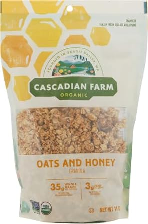 Cascadian Farm Organic Granola, Oats and Honey Cereal, Resealable Pouch, 11 oz