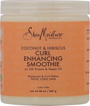 SheaMoisture Curl Enhancing Smoothie Hair Cream for Thick, Curly Hair Coconut and Hibiscus Sulfate Free and Paraben Free Curl Cream 20 oz