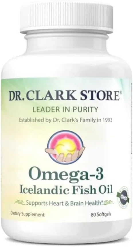 Dr Clark Store Omega-3 Icelandic Fish Oil Supplement – 1000Mg, 80 Softgels, Supports Heart, Brain & Joint Health