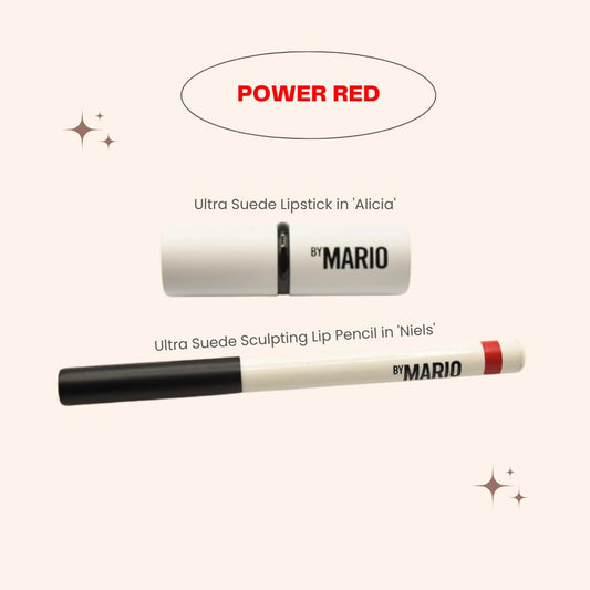 Makeup By Mario Mario'S Lip Lift Kit - Power Red: Ultra Suede Lipstick In Alicia And Sculpting Lip Pencil In Niels