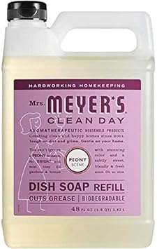 MRS. MEYER'S CLEAN DAY Liquid Dish Soap Refill, Peony, 48 FL Oz. (Pack of 2) : Health & Household