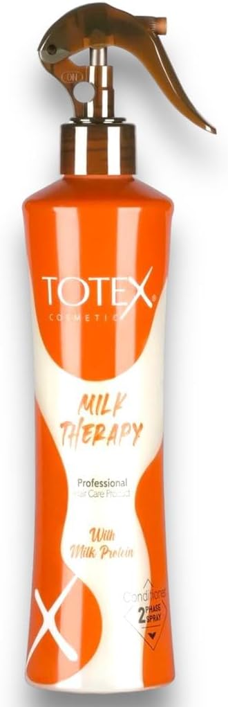 Totex Professional Two Phase Milk Therapy | Leave In Spray Conditioner | Detangler For Dry Damaged Hair Care Product | Shampoo Conditioner 400 Ml / 13,52 Fl Oz