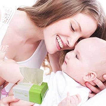 400 Count Careboree Unbleached Dry Baby Wipes Unscented Multi-Purpose Cotton Tissue Small Size