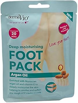 Derma V10 Foot Pack Mask (4 Pack) Deep Moisturising Tea Tree And Peppermint Oil, Honey And Almond Oil Moroccan Argan Oil & Hemp Seed Oil (Moroccan Argan Oil)