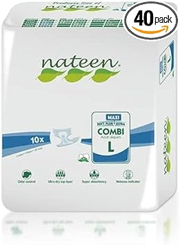 Tendercare Nateen - Adult Nappy - 40 Large Night Time Nappies - Disposable Underwear for Men & Women - Discreet Incontinence Maxi Nappy - 3450ml Absorbency
