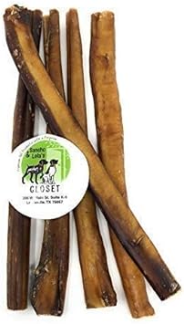 Sancho & Lola's Bully Sticks for Dogs 12" Thick (5 Count) Grain-Free, High-Protein Beef Pizzle Dog Chews