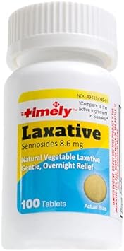Timely By Time Cap Labs - 100 Count Senna Tablets - Compared To Senokot - Natural Vegetable Based Laxatives For Constipation Relief - Gentle Dependable Overnight Relief