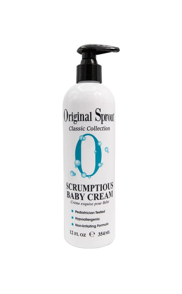 Original Sprout Scrumptious Baby Cream with Zinc for Babies Sensitive Skin, 12 oz. Bottle