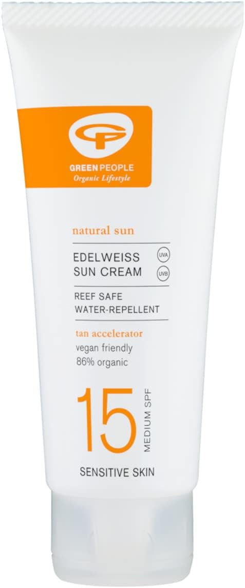 Green People Edelweiss Spf15 Sun Cream & After Sun - Natural, Organic Sunscreen With Tan Accelerator - Non Comedogenic, Reef Safe - 2X200Ml