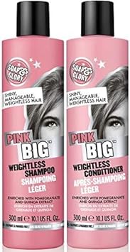 (Pack of 2) Soap & Glory PINK BIG Weightless Shampoo x 300ml & Soap & Glory PINK BIG Weightless Conditioner x 300ml FLAT LIFELESS HAIR, COLOUR FRIENDLY