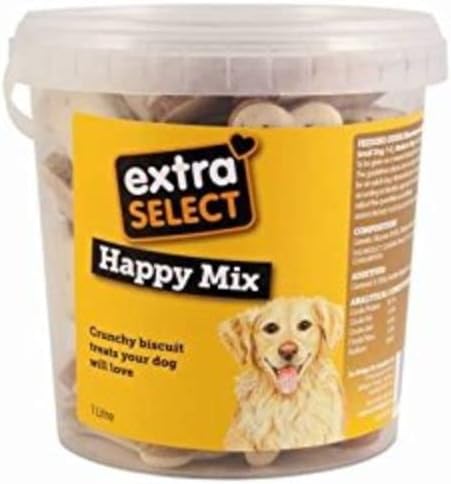 Extra Select Happy Mix Dog Treat Biscuits in a 1ltr Bucket (approx 30 biscuits)?01SBT4