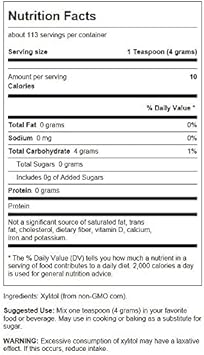 Swanson 100% Pure Non-Gmo Xylitol Granules 16 Ounce (1 Lb) (454 G) Granules (4 Pack)
