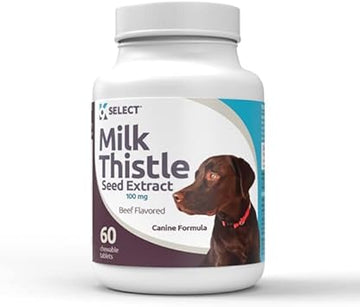 K9 Select Milk Thistle For Dogs, 100Mg - 60 Beef Flavored Tablets - Canine Liver Health Natural Milk Thistle Supplement - Liver Supplement - Liver Support Supplement - Milk Thistle Herbal Supplements