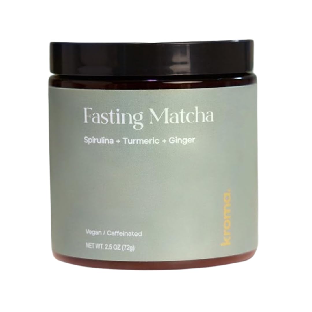 Kroma. Intermittent Fasting Matcha, Organic Ceremonial Grade Matcha Powder, Zero Sugar Gluten Free Green Tea With Ginger, L Theanine, Spirulina, Turmeric, Matcha Latte Powder, Fasting & Energy Support