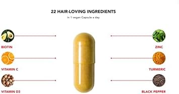 HAIRtamin Vegan Hair Vitamins for Faster Growth | All Natural Biotin Capsules to Support Healthy Hair, Skin and Nails | May Reduce Loss & Thinning | 30 Capsules