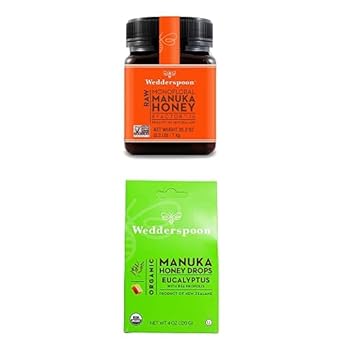Bundle - Wedderspoon Raw Premium Manuka Honey KFactor 16 (35.2 Oz) and Manuka Honey Drops Eucalyptus & Bee Propolis (4 Oz) : Grocery & Gourmet Food