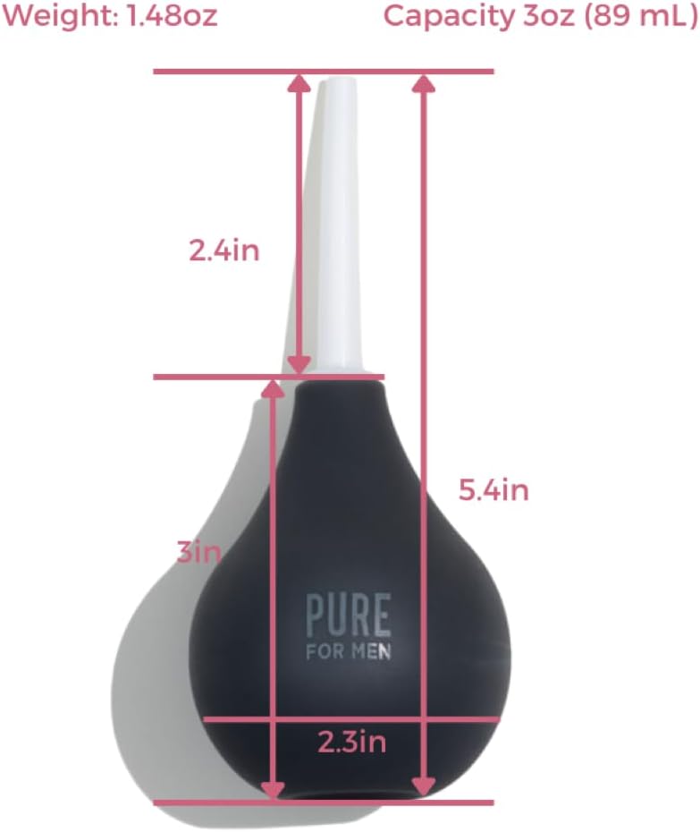 Pure for Men Bum Bulb | Anal Douche Kit with Detachable Tip | Reusable Enema, Easy to Use and Durable | Capacity 3 oz (89 mL) : Health & Household