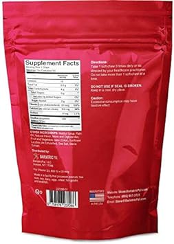 BariatricPal Sugar-Free Calcium Citrate Soft Chews 500mg with Probiotics (90 Count) - Strawberry Twist