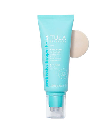 Tula Skin Care Face Filter Blurring And Moisturizing Primer - Supersize First Light, Evens The Appearance Of Skin Tone & Redness, Hydrates & Improves Makeup Wear, 2.02Fl Oz