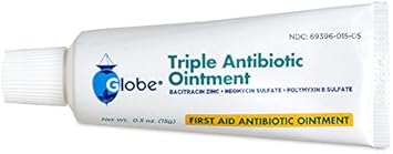 Globe Triple Antibiotic First Aid Ointment, 0.5 oz (4-Pack) | 24-Hour Infection Protection | Wound Care Treatment for Minor Scrapes, Burns and Cuts | 4 PACK : Health & Household