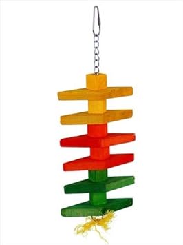 Caitec Diamond Drop Wooden Parrot Toy - Chewable Parrot Play Toy - 14" x 5" :Pet Supplies