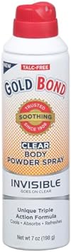 Gold Bond No Mess Clear Invisible Body Powder Spray, 7 oz., Absorbs Odor-Causing Sweat