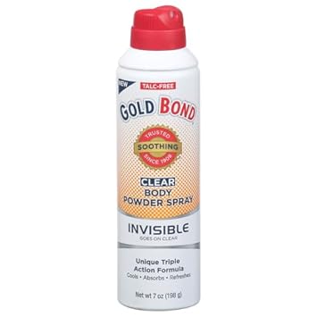 Gold Bond No Mess Clear Invisible Body Powder Spray, 7 Oz., Absorbs Odor-Causing Sweat