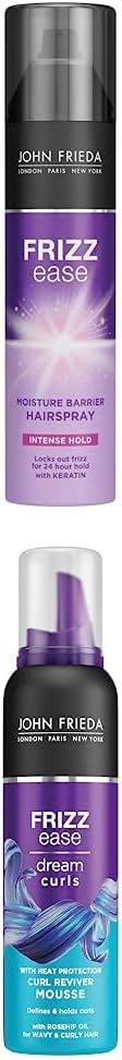 John Frieda Frizz Ease Moisture Barrier Firm Hold Hairspray & Curl Reviver Mousse With Heat Protection: 250Ml,200Ml