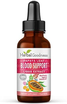 Papaya Leaf Blood Support Supplement 1oz - Natural Aid for Cardiovascular Health and Blood Circulation - Premium Formula with Glycerin - Gluten-Free, and Vegan