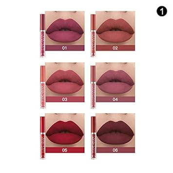 6 Colors Lip Tint Stain Set, Korean Velvet Watery Lip Stain Mini Liquid Lipstick, Moisturizing Natural Long Lasting Non-Stick Cup Waterproof Multi-Use Lip And Cheek Tint, Vivid Color Makeup (Set B)