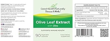 Olive Leaf With Zinc, Immune System Vitamin | 90 Vegetable Capsules - Good Health Naturally