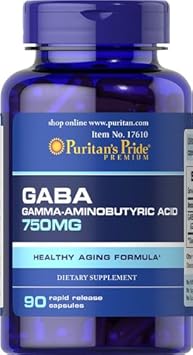 Puritan's Pride GABA Gamma Aminobutyric Acid 750 Mg Capsules, 90 Count